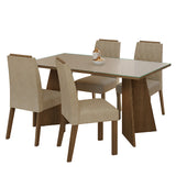 Juego de comedor Porto Marrón y Crema 160x78cm Rectangular de Cuatro Puestos con Cuatro Sillas - COMEDORES | Bylmo
