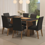 Juego de comedor Simone Marrón y Negro 180x78cm Rectangular de Seis Puestos con Seis Sillas - COMEDORES | Bylmo