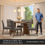 Juego de comedor Simone Negro y Marrón 180x78cm Rectangular de Seis Puestos con Seis Sillas - COMEDORES | Bylmo