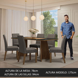 Juego de comedor Valerie Negro y Marrón 180x78cm Rectangular de Seis Puestos con Seis Sillas - COMEDORES | Bylmo