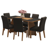 Juego de comedor Madison Marrón y Negro 180x78cm Rectangular de Seis Puestos con Seis Sillas - COMEDORES | Bylmo