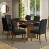 Juego de comedor Minsk Marron Oxford y Negro 180x78cm Rectangular de Seis Puestos con Seis Sillas - COMEDORES | Bylmo
