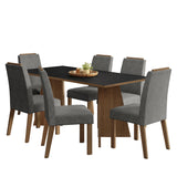 Juego de comedor Minsk Marrón y Negro 180x78cm Rectangular de Seis Puestos con Seis Sillas - COMEDORES | Bylmo