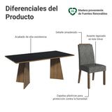 Juego de comedor Minsk Marrón y Negro 180x78cm Rectangular de Seis Puestos con Seis Sillas - COMEDORES | Bylmo