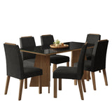 Juego de comedor Amalfi Marrón y Negro Oxford 180x78cm Rectangular de Seis Puestos con Seis Sillas - COMEDORES | Bylmo
