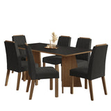 Juego de comedor York Marrón y Negro Oxford 180x78cm Rectangular de Seis Puestos con Seis Sillas - COMEDORES | Bylmo