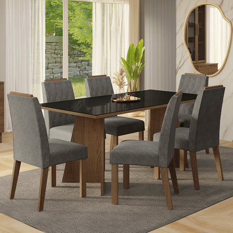 Juego de comedor Siena Marrón y Negro 180x78cm Rectangular de Seis Puestos con Seis Sillas - COMEDORES | Bylmo