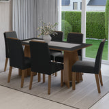 Juego de comedor Soho Marrón y Negro Oxford 160x78cm Rectangular de Seis Puestos con Seis Sillas - COMEDORES | Bylmo