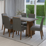 Juego de comedor Soho Marrón y Gris 160x78cm Rectangular de Seis Puestos con Seis Sillas - COMEDORES | Bylmo
