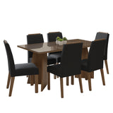Juego de comedor Madrid Marron Oxford y Negro 160x78cm Rectangular de Seis Puestos con Seis Sillas - COMEDORES | Bylmo