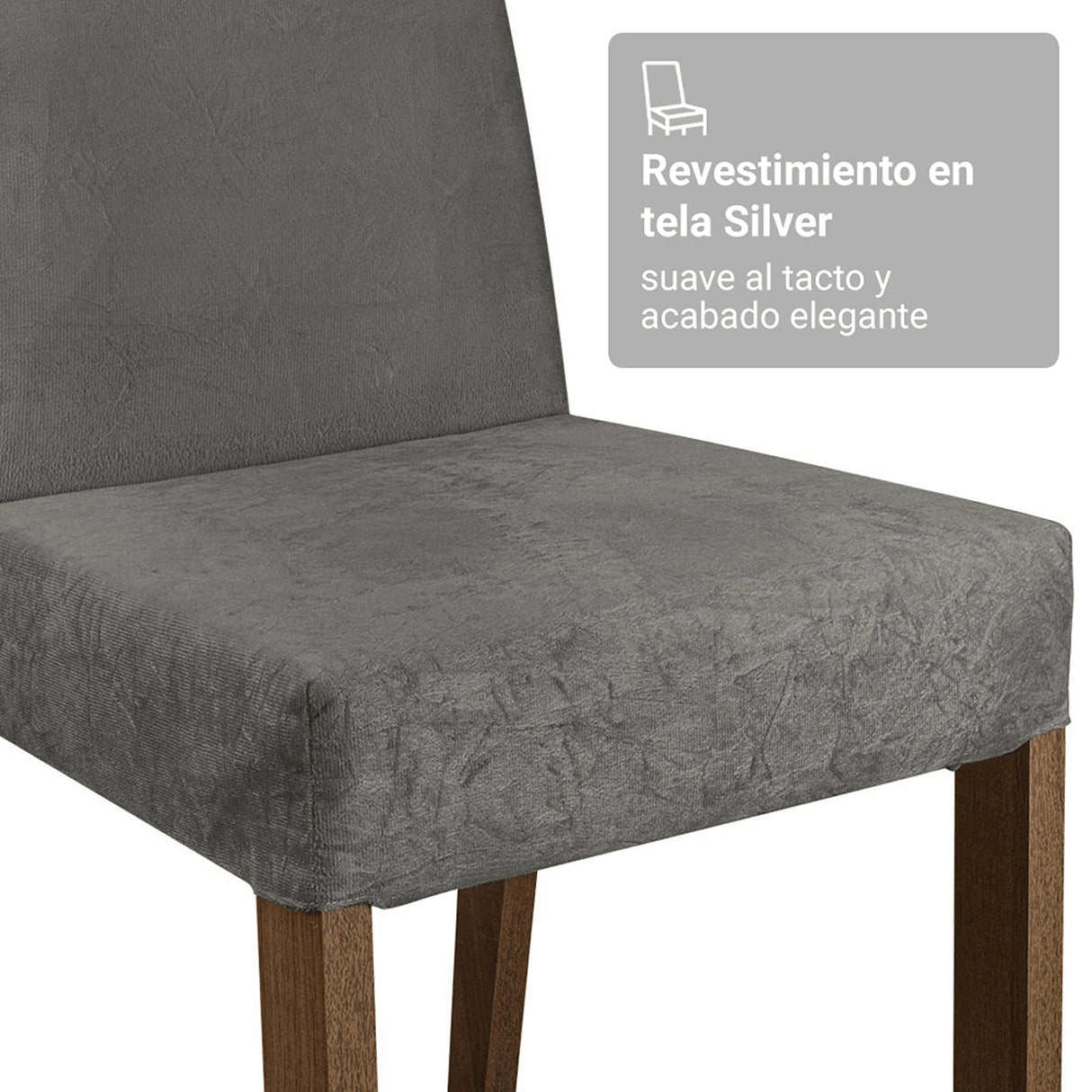Juego de comedor Madrid Marrón y Plateado 160x78cm Rectangular de Seis Puestos con Seis Sillas - COMEDORES | Bylmo
