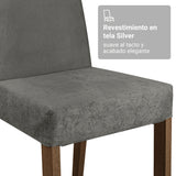 Juego de comedor Madrid Marrón y Plateado 160x78cm Rectangular de Seis Puestos con Seis Sillas - COMEDORES | Bylmo