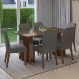Juego de comedor Madrid Marrón y Plateado 160x78cm Rectangular de Seis Puestos con Seis Sillas - COMEDORES | Bylmo