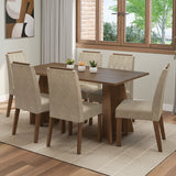 Juego de comedor Leon Marrón y Beige 160x78cm Rectangular de Seis Puestos con Seis Sillas - COMEDORES | Bylmo