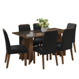 Juego de comedor Sintra Marron Oxford y Negro 160x78cm Rectangular de Seis Puestos con Seis Sillas - COMEDORES | Bylmo