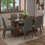 Juego de comedor Sintra Marrón y Plateado 160x78cm Rectangular de Seis Puestos con Seis Sillas - COMEDORES | Bylmo