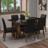 Juego de comedor Sintra Marrón y Negro Oxford 160x78cm Rectangular de Seis Puestos con Seis Sillas - COMEDORES | Bylmo