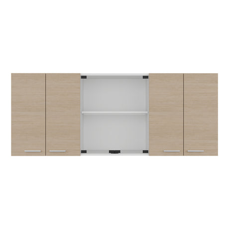 Mueble Superior de Cocina Blanco y Cartagena 150x60cm con Seis Puertas con Locero - MUEBLES SUPERIORES DE COCINA | Bylmo