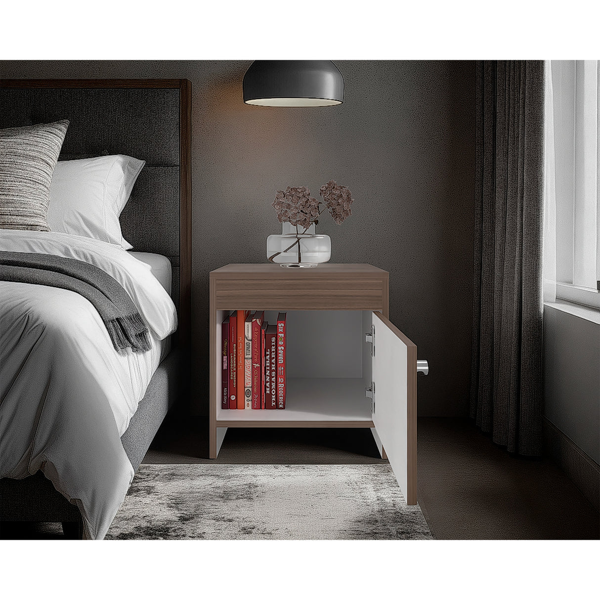 Mesa de Noche Colore Avellana 40x41.6cm con Una Puerta - MESAS DE NOCHE | Bylmo