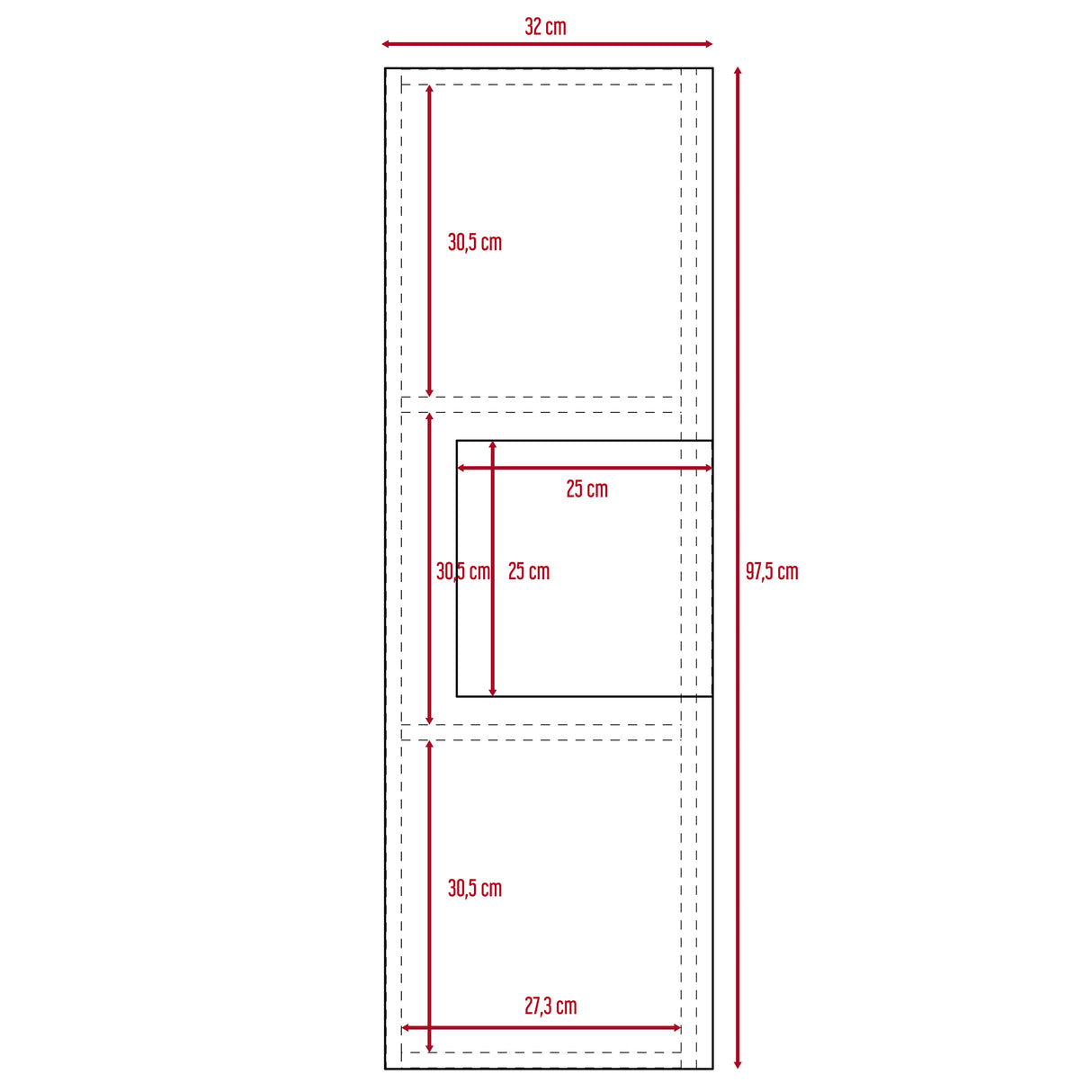 Gabinete de Baño Vanguard Cartagena 32x97.5cm Rectangular con Dos Entrepaños - GABINETES DE BANHO | Bylmo