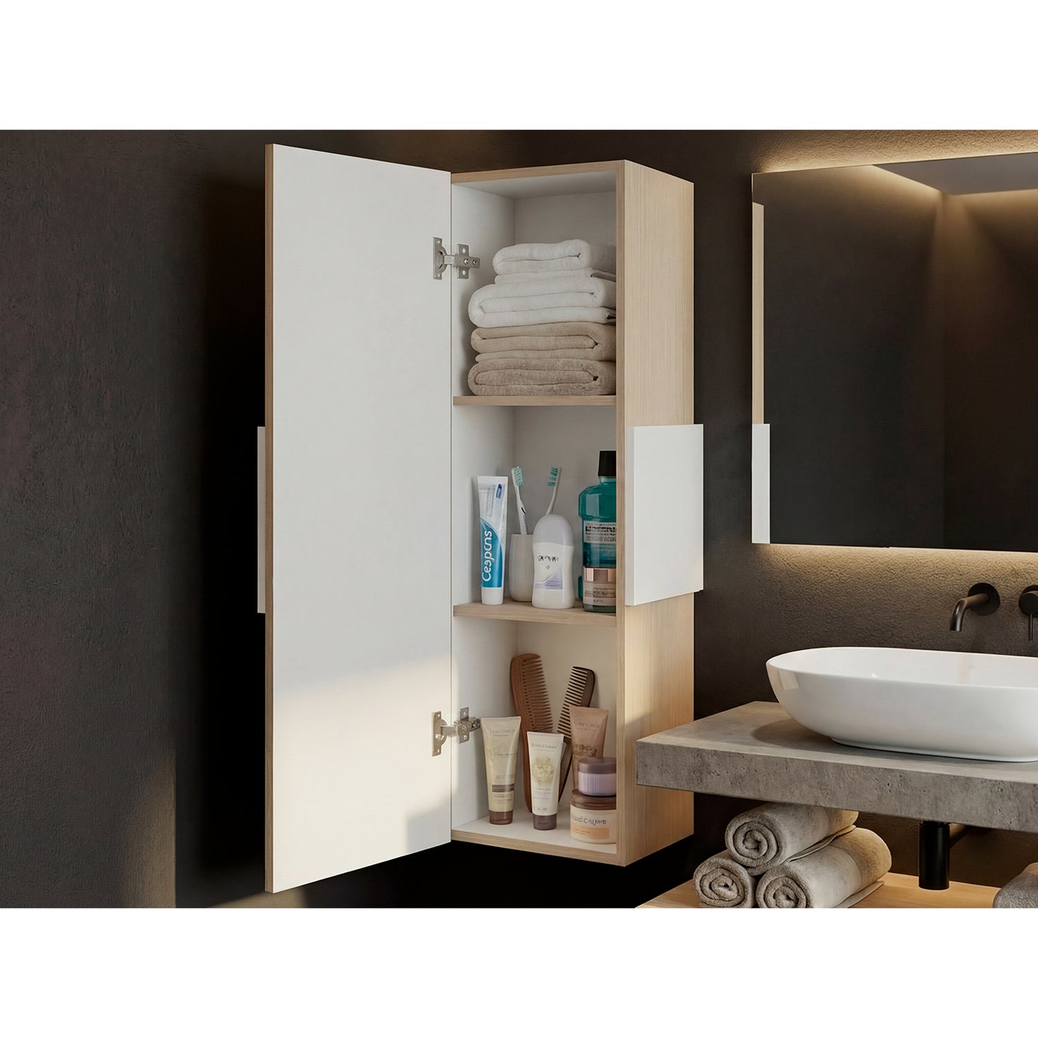 Gabinete de Baño Vanguard Cartagena 32x97.5cm Rectangular con Dos Entrepaños - GABINETES DE BANHO | Bylmo