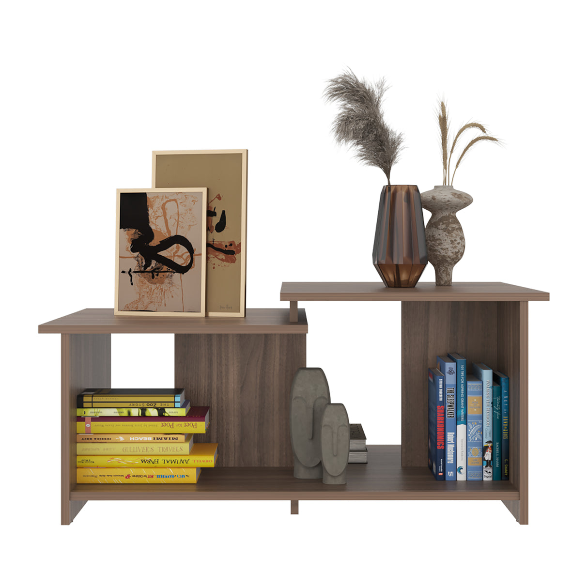 Mesa de Centro Wema Avellana 89.3x41.6cm Rectangular y con Compartimientos - MESAS DE CENTRO | Bylmo