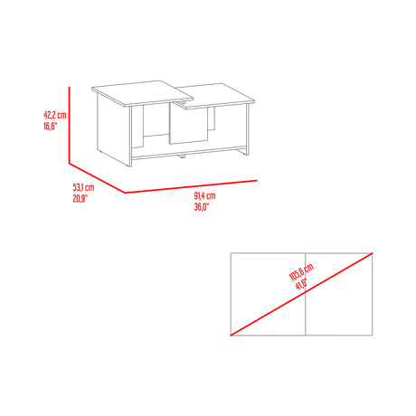 Mesa de Centro Wema Avellana 89.3x41.6cm Rectangular y con Compartimientos - MESAS DE CENTRO | Bylmo