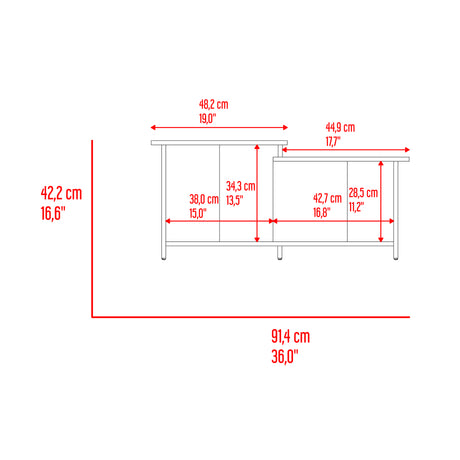 Mesa de Centro Wema Cartagena 89.3x41.6cm Rectangular y con Compartimientos - MESAS DE CENTRO | Bylmo