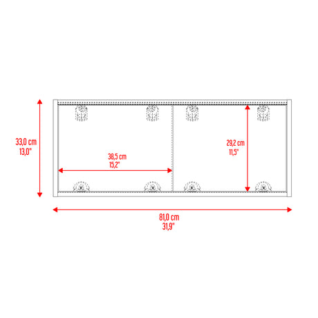 Gabinete de Baño Note Fresno 81x33cm Rectangular sin Entrepaños - GABINETES DE BANHO | Bylmo