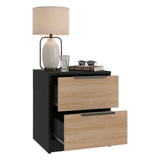 Mesa de Noche Kaia Fresno 48x41cm con Dos Cajones - MESAS DE NOCHE | Bylmo