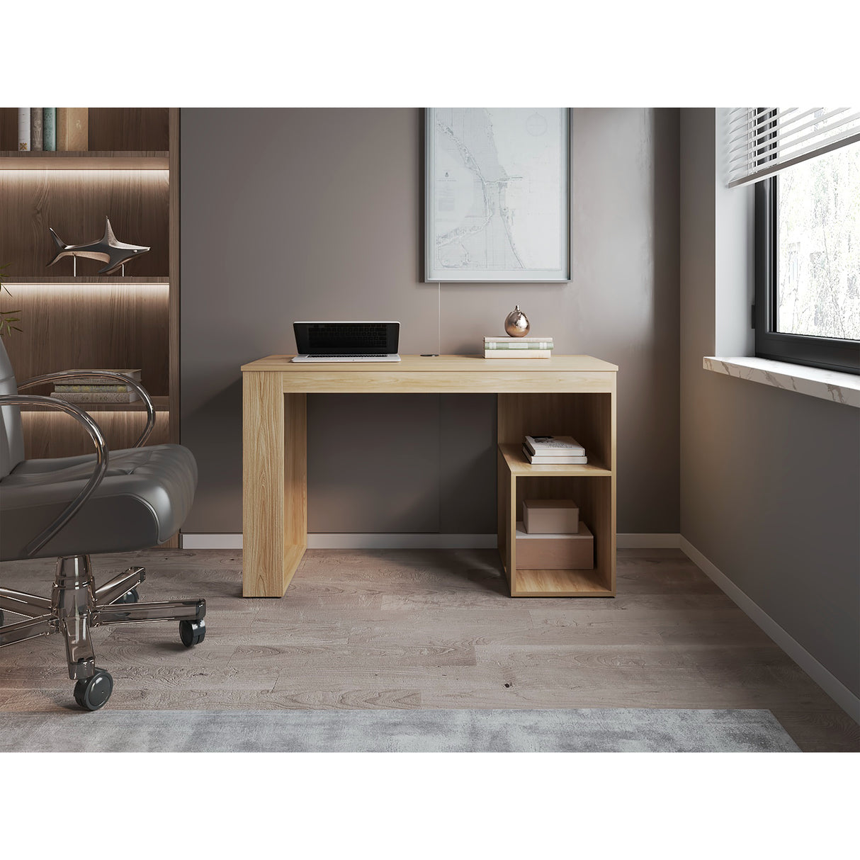 Escritorio Astana Fresno 120 cm con Entrepaños - ESCRITORIOS | Bylmo