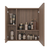 Gabinete de Baño Barcelona Avellana 60x60cm Cuadrado con Espejo y con Dos Entrepaños - GABINETES DE BANHO | Bylmo