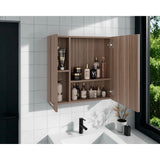 Gabinete de Baño Barcelona Avellana 60x60cm Cuadrado con Espejo y con Dos Entrepaños - GABINETES DE BANHO | Bylmo