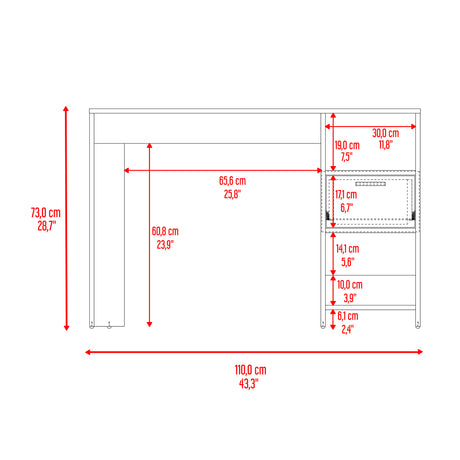 Escritorio Office Cartagena 110 cm con Cajón y Entrepaños - ESCRITORIOS | Bylmo