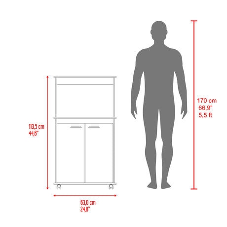 Mueble Auxiliar de Cocina Kitchen Cartagena 63x113.5cm con un Entrepaño y con Dos Comportamientos - BARRAS Y MUEBLES AUXILIARES | Bylmo