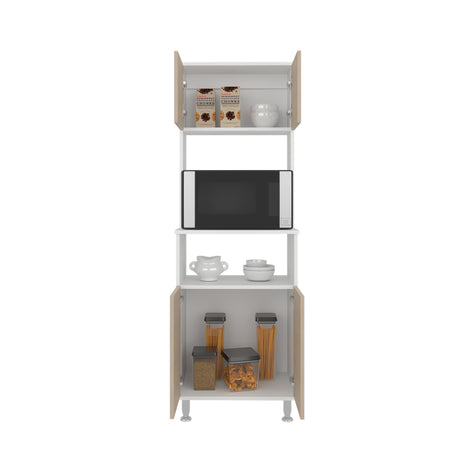 Alacena Fenix Blanco y Cartagena 54x160cm sin Cajones y con Cuatro Puertas - ALACENAS Y MUEBLES MICROONDAS | Bylmo