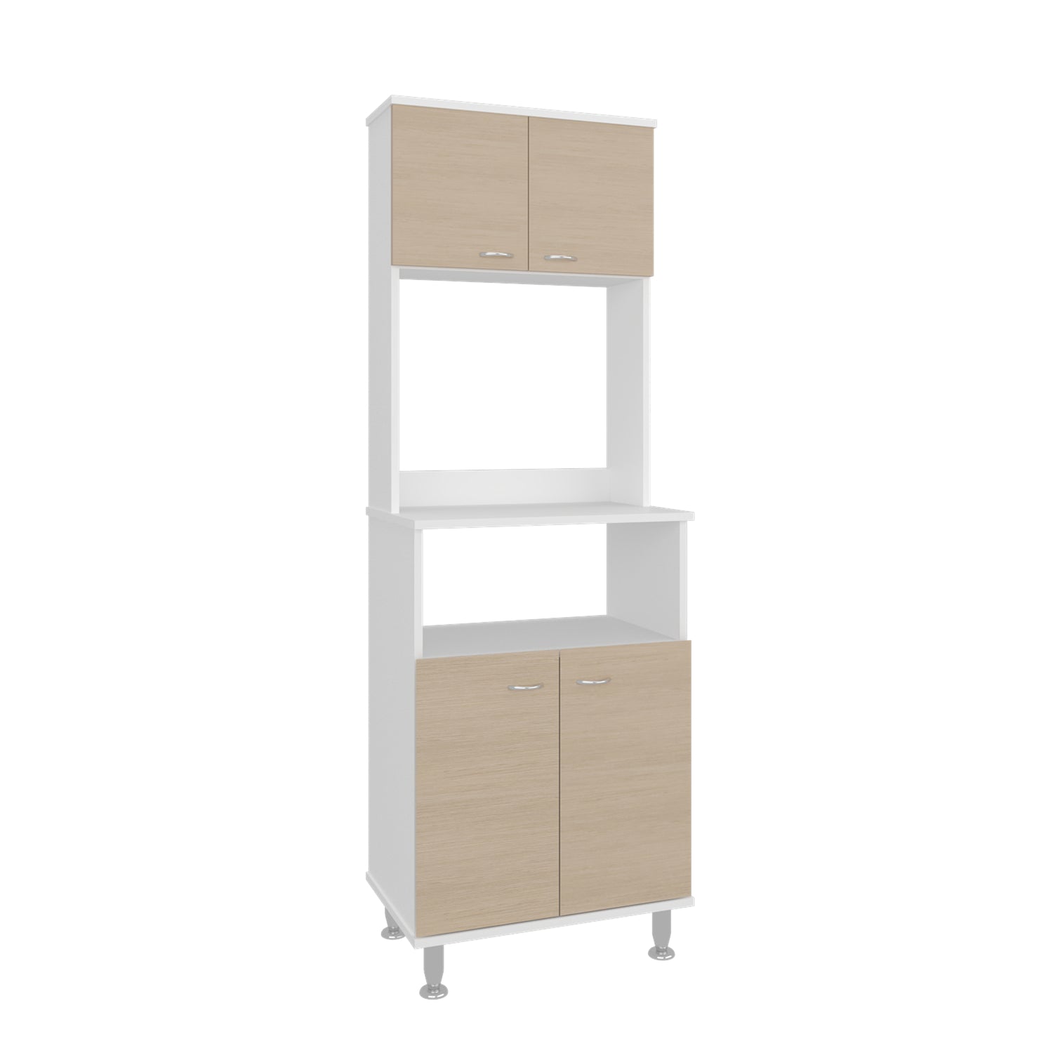 Alacena Fenix Blanco y Cartagena 54x160cm sin Cajones y con Cuatro Puertas - ALACENAS Y MUEBLES MICROONDAS | Bylmo