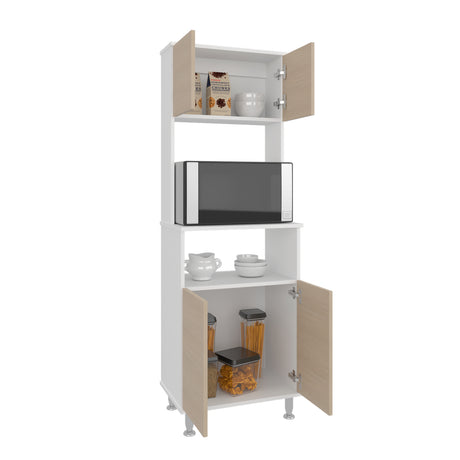 Alacena Fenix Blanco y Cartagena 54x160cm sin Cajones y con Cuatro Puertas - ALACENAS Y MUEBLES MICROONDAS | Bylmo