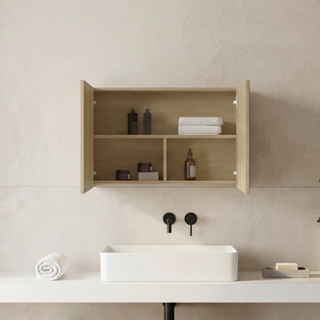 Gabinete de Baño 80 C Fresno 80x50cm Rectangular con Espejo y con Un Entrepaño - GABINETES DE BANHO | Bylmo