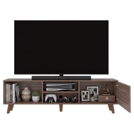 Rack de TV Cincinnati Avellana 180x52.5cm Para TV Hasta 70 Pulgadas con Un Cajón con Ranuras para Cables y con Patas - MUEBLES DE TV | Bylmo