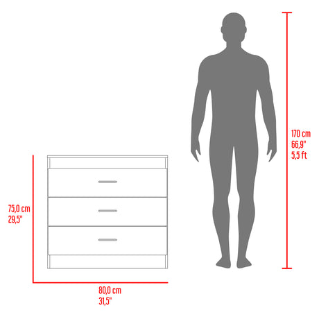 Cómoda Melia Cartagena y Blanco 80x75cm De Tres Hileras con Tres Cajones y con Espacio para TV - CAJONERAS Y COMODAS | Bylmo