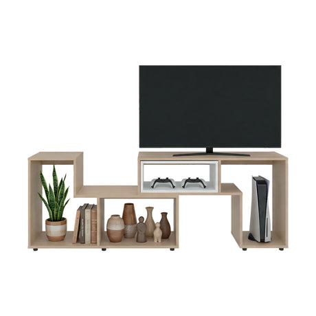 Rack de TV Zembrano Cartagena y Blanco 160x54.5cm para TV Hasta 40 Pulgadas y con Cuatro Compartimientos - MUEBLES DE TV | Bylmo