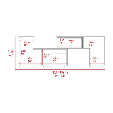 Rack de TV Zembrano Cartagena y Blanco 160x54.5cm para TV Hasta 40 Pulgadas y con Cuatro Compartimientos - MUEBLES DE TV | Bylmo