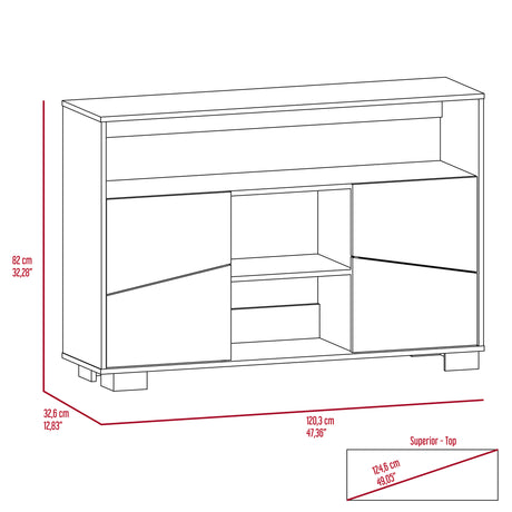 Arrimo Fraktal Fresno 120.3x82cm sin Cajones y con Siete Compartimientos - BIFES Y ARRIMOS | Bylmo