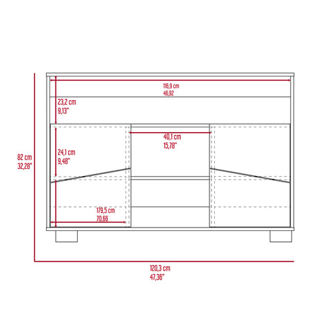 Arrimo Fraktal Fresno 120.3x82cm sin Cajones y con Siete Compartimientos - BIFES Y ARRIMOS | Bylmo