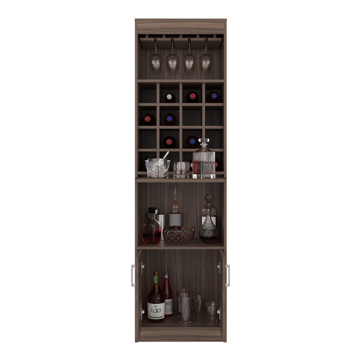 Bar Kava Avellana 51x180cm con Un Cajón y con Dieciséis Portabotellas - BARES | Bylmo