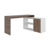 Escritorio en L Axis Avellana y Blanco 151.5x76.5cm sin Cajones y con Organizador de Libros - ESCRITORIOS | Bylmo