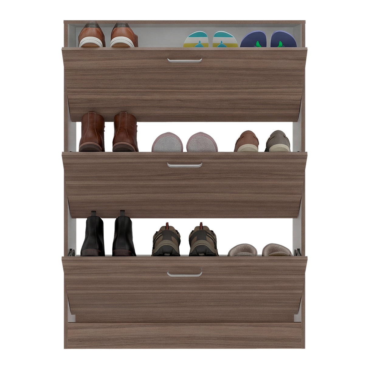 Zapatero Z 94 Avellana y Blanco 94.2x128.7cm Vertical de Tres Niveles para 18 pares de Zapatos - ZAPATEROS | Bylmo