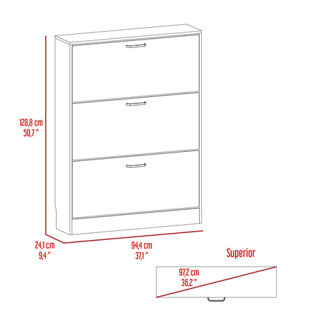 Zapatero Z 94 Avellana y Blanco 94.2x128.7cm Vertical de Tres Niveles para 18 pares de Zapatos - ZAPATEROS | Bylmo