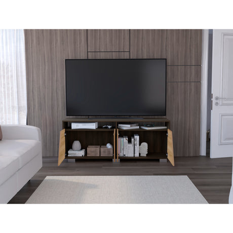 Rack de TV Fracktal Fresno 155.5x61.3cm para TV Hasta 70 Pulgadas y con Cuatro Compartimientos - MUEBLES DE TV | Bylmo
